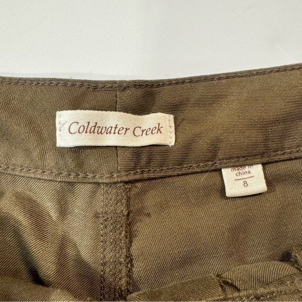 Coldwater Creek Tencel and Cotton Embellished Cargo Pants Olive Green Size 8 - Picture 9 of 10